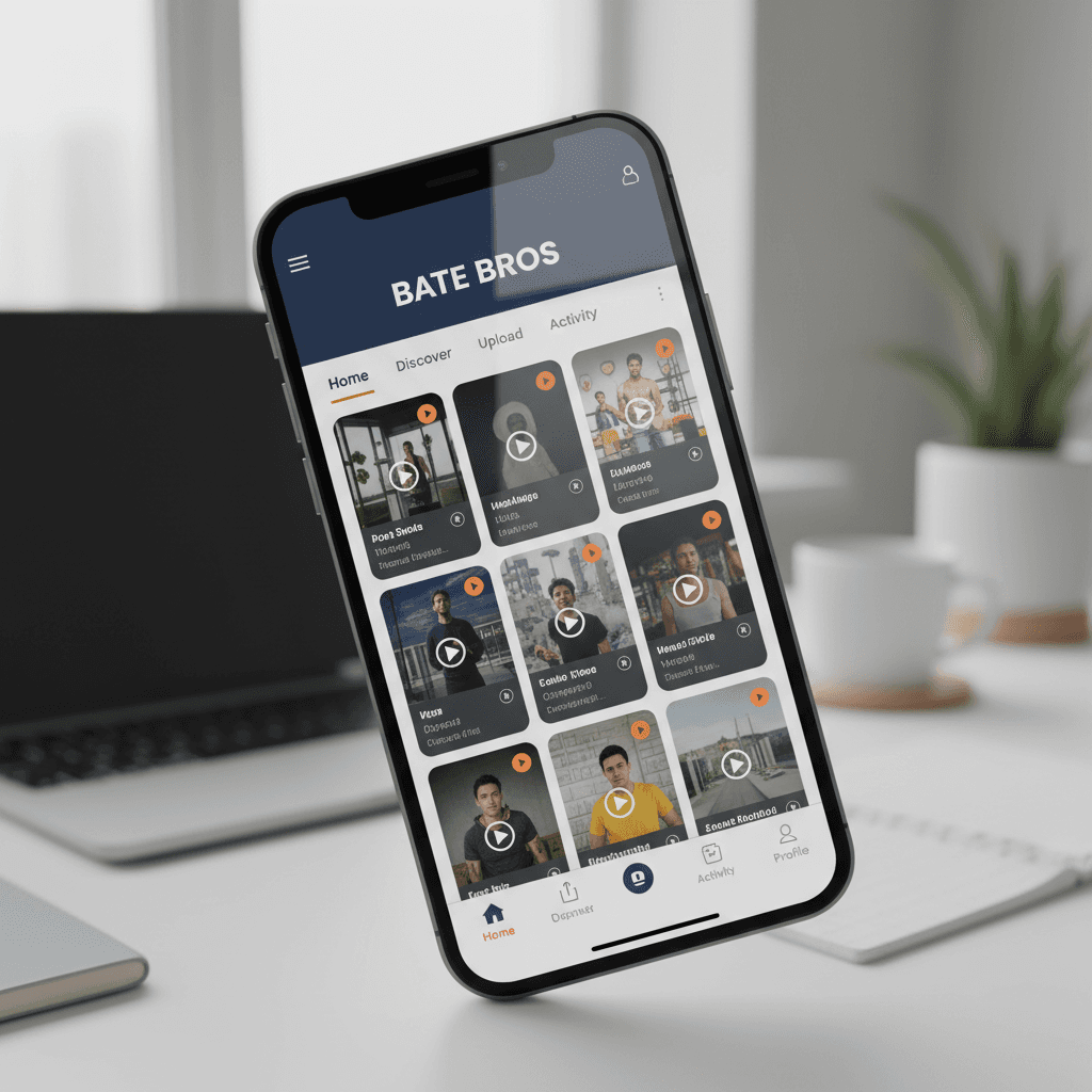 Bate Bros mobile app interface on smartphone